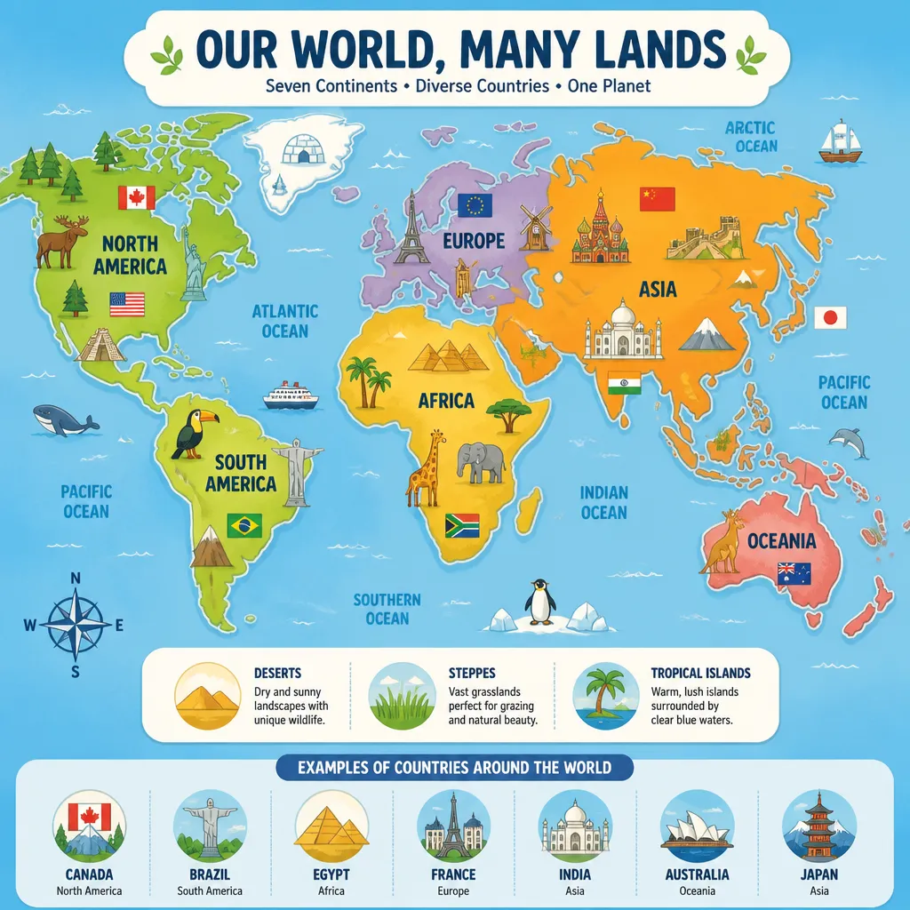 Weltkarte mit hervorgehobenen Ländern, die mit dem Buchstaben K beginnen, von Kanada bis Kiribati